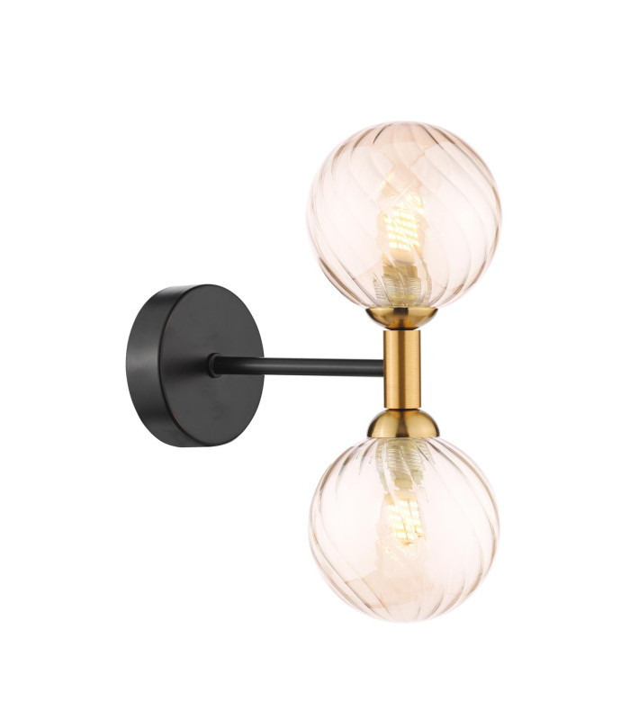 Takara Wall Light Matt Black and Bronze With Twisted Amber Glass-1