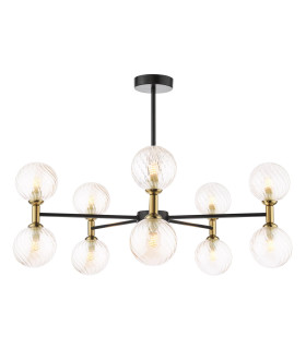 Takara 10 Light Semi-Flush Matt Black and Bronze With Twisted Amber Glass-1