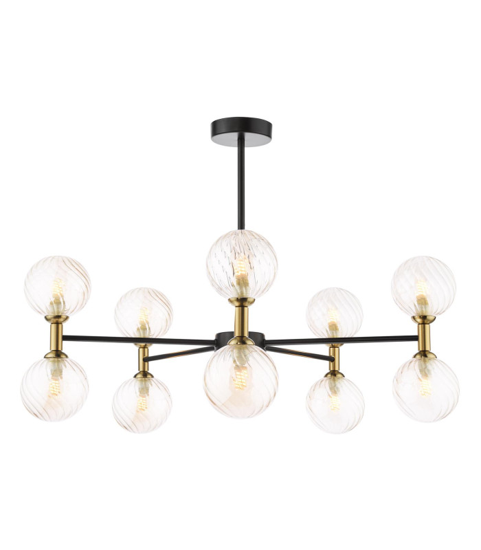 Takara 10 Light Semi-Flush Matt Black and Bronze With Twisted Amber Glass-1