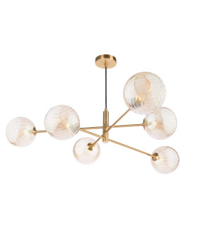 Vignette 6 Light Ceiling Pendant Aged Brass With Twisted Amber Glass-1