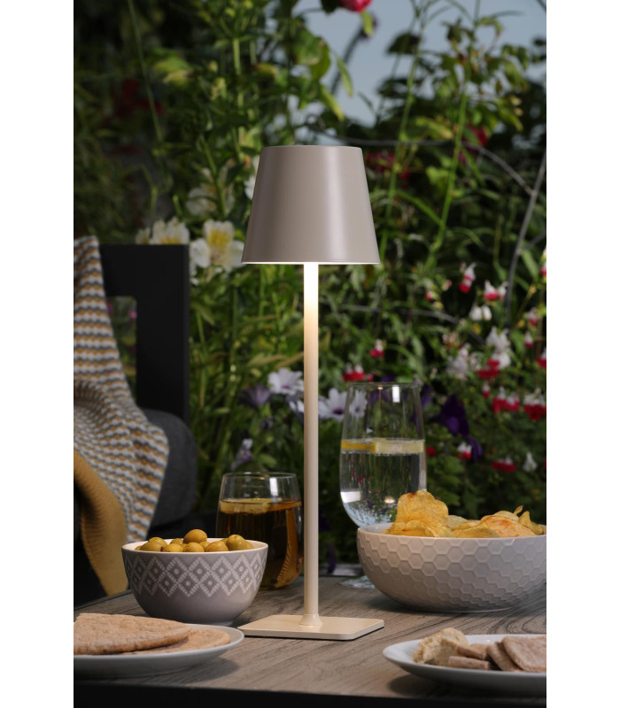 Derrick Rechargeable Outdoor Table Lamp Satin Taupe LED IP54-2