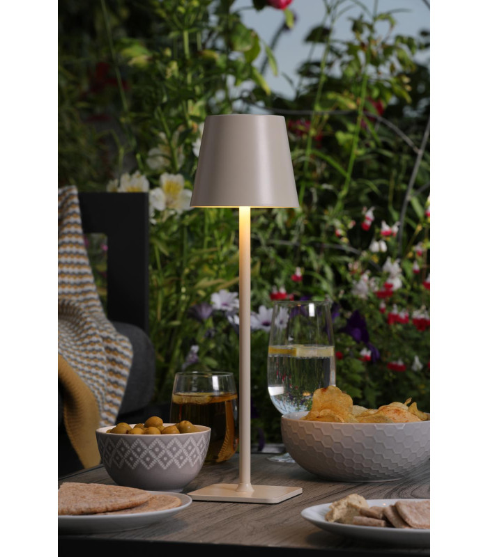 Derrick Rechargeable Outdoor Table Lamp Satin Taupe LED IP54-3