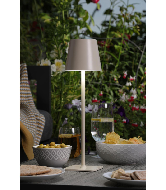 Derrick Rechargeable Outdoor Table Lamp Satin Taupe LED IP54-4