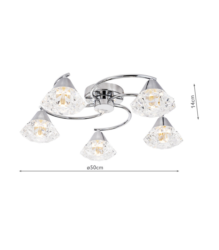 Dilys 5 Light Semi-Flush Polished Chrome-2