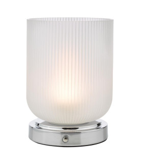 Echo Rechargeable Table Lamp Polished Chrome and Ribbed Glass LED-1