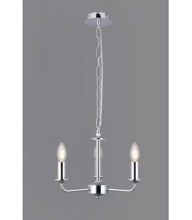 3 Light Multi Arm Ceiling Pendant without Shade, c, w 2m Chain, E14 Polished Chrome - 2