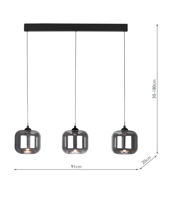 Eileen 3 Light Bar Ceiling Pendant Matt Black LED-4