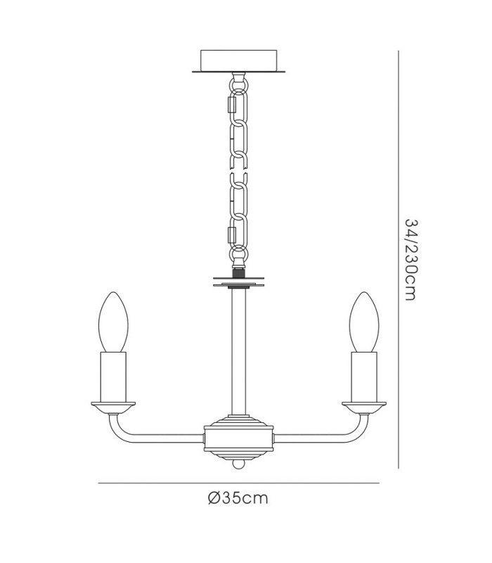 3 Light Multi Arm Ceiling Pendant without Shade, c, w 2m Chain, E14 Polished Chrome - 3