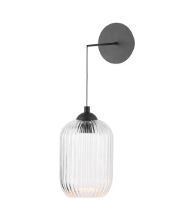Eileen Ceiling Pendant/Wall Light Matt Black and Ribbed Glass LED-1