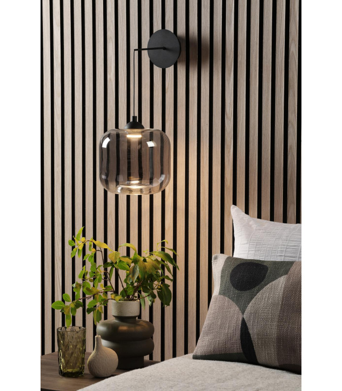 Eileen Ceiling Pendant/Wall Light Matt Black and Smoked Glass LED-2