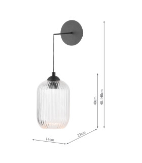 Eileen Ceiling Pendant/Wall Light Matt Black and Ribbed Glass LED-2