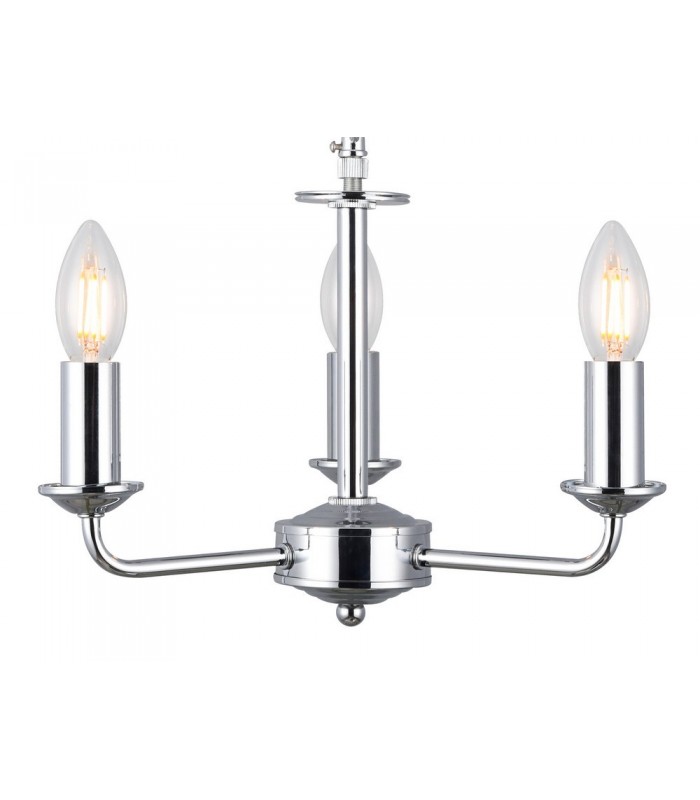 3 Light Multi Arm Ceiling Pendant without Shade, c, w 2m Chain, E14 Polished Chrome - 4