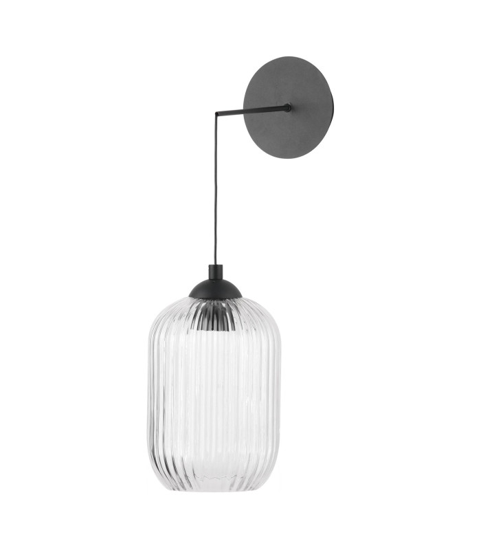 Eileen Ceiling Pendant/Wall Light Matt Black and Ribbed Glass LED-3