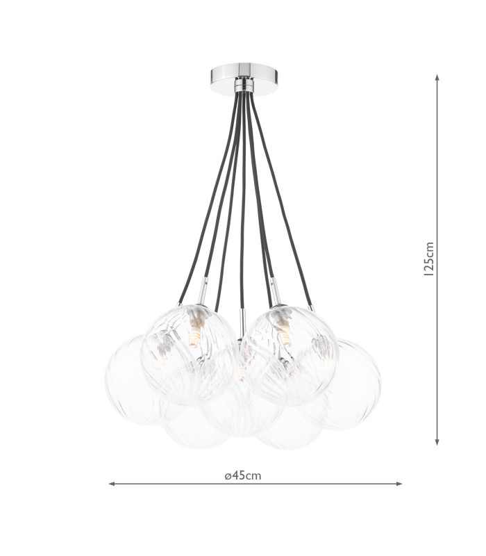 Elpis 7 Light Cluster Ceiling Pendant Polished Chrome With Closed Glass-2
