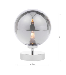 Esben Touch Table Lamp Polished Chrome With Smoked Glass-2
