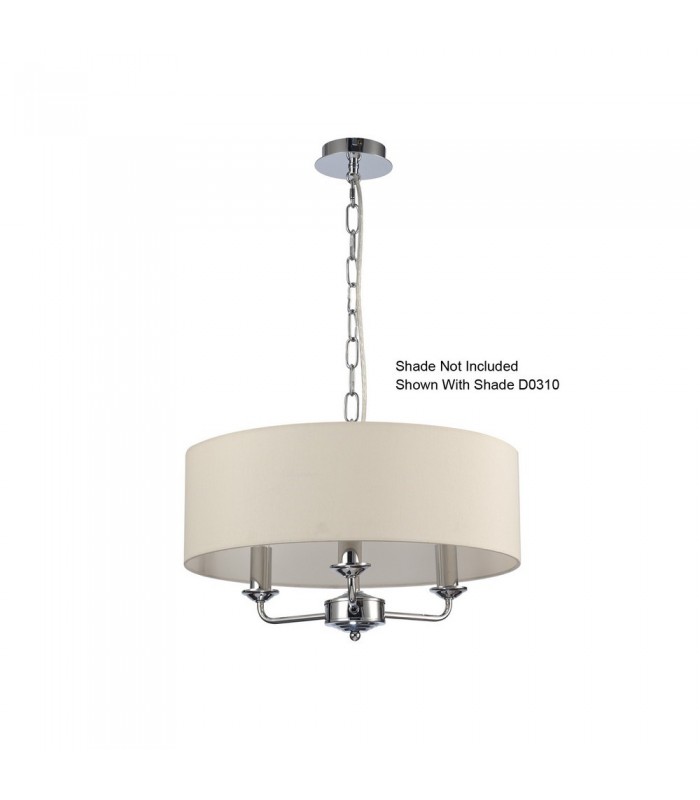 3 Light Multi Arm Ceiling Pendant without Shade, c, w 2m Chain, E14 Polished Chrome - 6