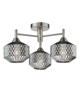 Fabrienne 3 Light Semi-Flush Satin Nickel and Smoked Glass-1