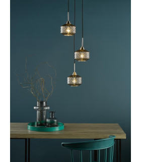 Fabrienne 3 Light Cluster Ceiling Pendant Satin Nickel and Smoked Glass-2