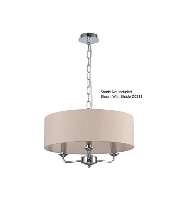 3 Light Multi Arm Ceiling Pendant without Shade, c, w 2m Chain, E14 Polished Chrome - 7