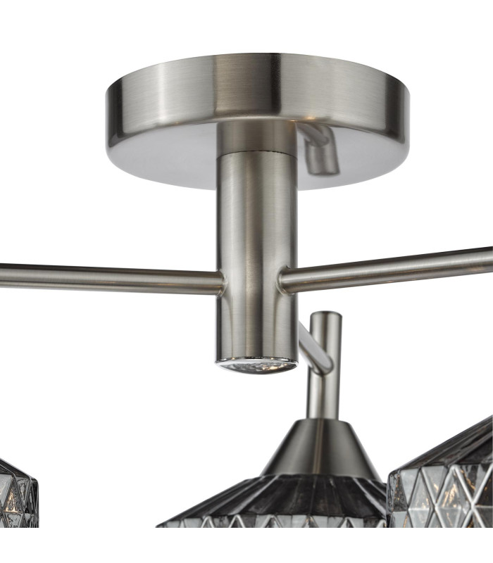 Fabrienne 3 Light Semi-Flush Satin Nickel and Smoked Glass-7