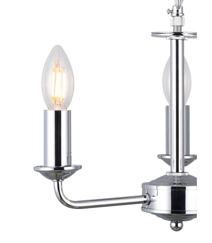3 Light Multi Arm Ceiling Pendant without Shade, c, w 2m Chain, E14 Polished Chrome - 8