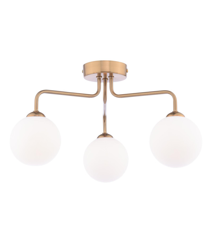 Feya 3 Light Semi-Flush Antique Bronze With Opal Glass-1