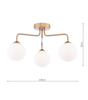 Feya 3 Light Semi-Flush Antique Bronze With Opal Glass-2