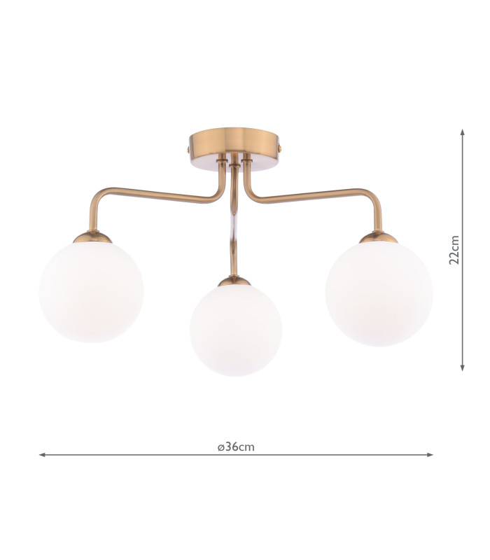 Feya 3 Light Semi-Flush Antique Bronze With Opal Glass-2