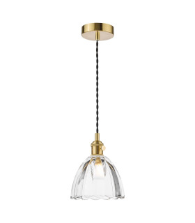 Hadano Ceiling Pendant Natural Brass and Scalloped Bell Glass-1
