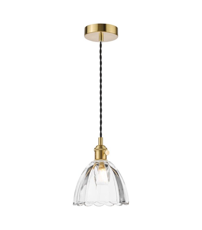 Hadano Ceiling Pendant Natural Brass and Scalloped Bell Glass-1