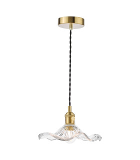 Hadano Ceiling Pendant Natural Brass and Wavy Glass-1