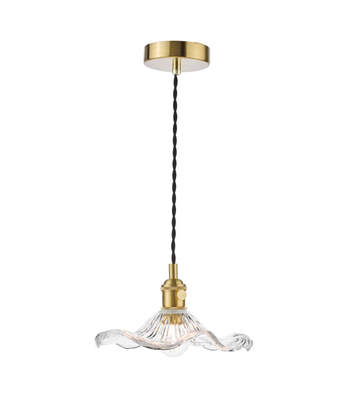 Hadano Ceiling Pendant Natural Brass and Wavy Glass-1