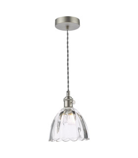 Hadano Ceiling Pendant Antique Chrome and Scalloped Bell Glass-1