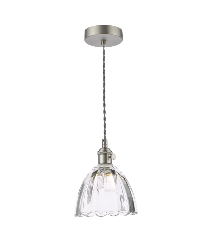 Hadano Ceiling Pendant Antique Chrome and Scalloped Bell Glass-1