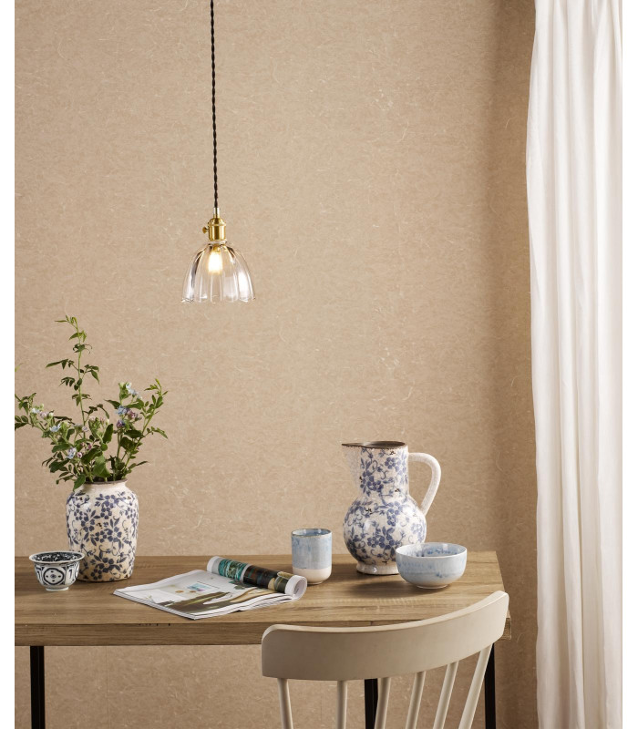 Hadano Ceiling Pendant Natural Brass and Scalloped Bell Glass-2