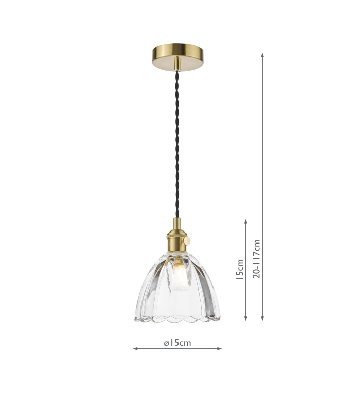 Hadano Ceiling Pendant Natural Brass and Scalloped Bell Glass-4