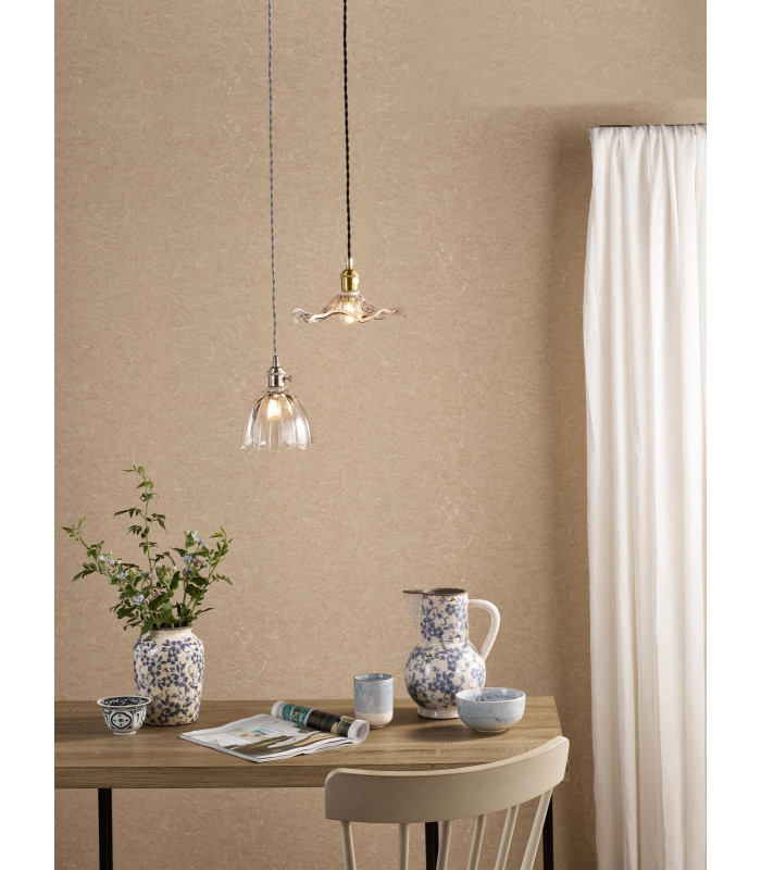 Hadano Ceiling Pendant Antique Chrome and Scalloped Bell Glass-4