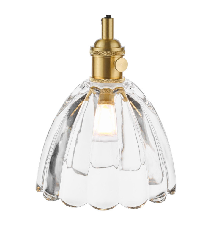 Hadano Ceiling Pendant Natural Brass and Scalloped Bell Glass-5