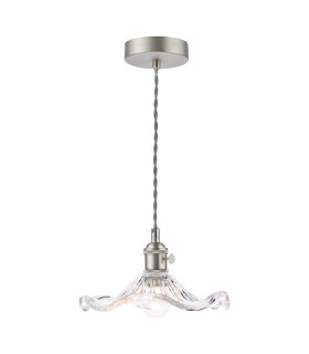 Hadano Ceiling Pendant Antique Chrome and Wavy Glass-1
