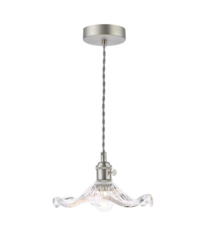 Hadano Ceiling Pendant Antique Chrome and Wavy Glass-1