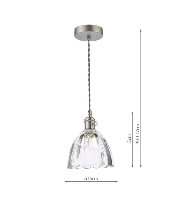 Hadano Ceiling Pendant Antique Chrome and Scalloped Bell Glass-6