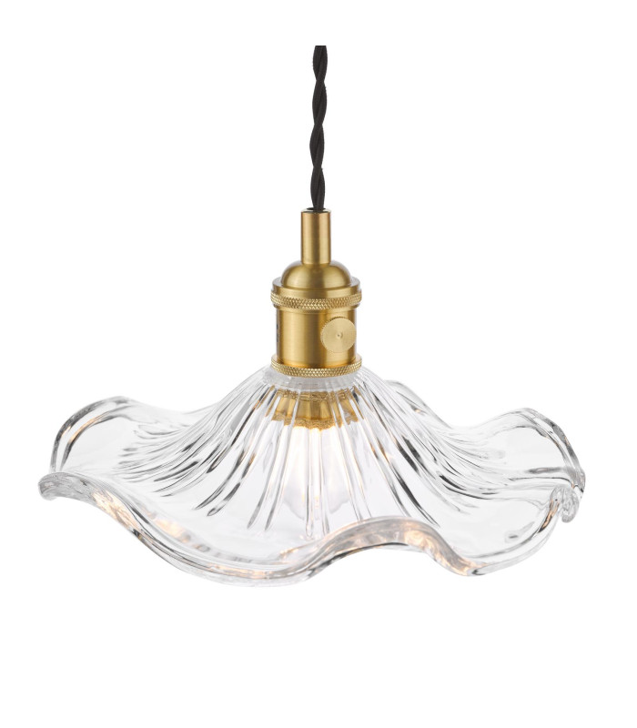 Hadano Ceiling Pendant Natural Brass and Wavy Glass-7