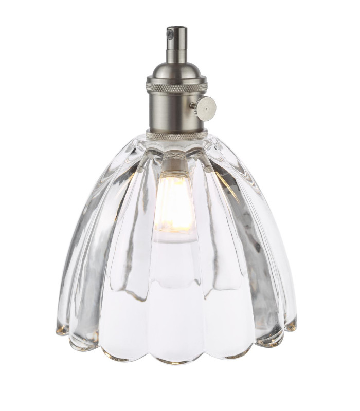 Hadano Ceiling Pendant Antique Chrome and Scalloped Bell Glass-7