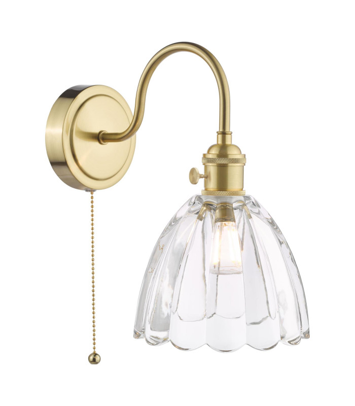 Hadano Wall Light Natural Brass and Scalloped Bell Glass-1