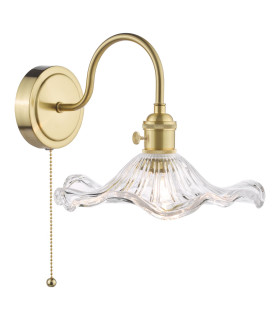 Hadano Wall Light Natural Brass and Wavy Glass-1