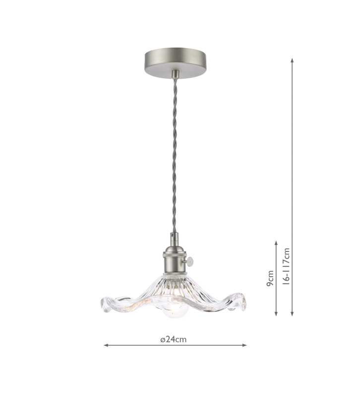 Hadano Ceiling Pendant Antique Chrome and Wavy Glass-4