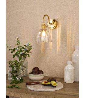 Hadano Wall Light Natural Brass and Scalloped Bell Glass-2