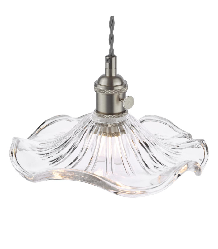 Hadano Ceiling Pendant Antique Chrome and Wavy Glass-5
