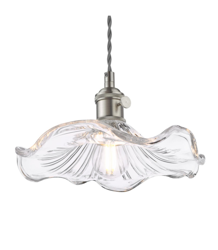 Hadano Ceiling Pendant Antique Chrome and Wavy Glass-6