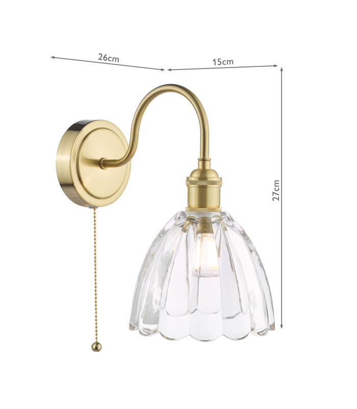 Hadano Wall Light Natural Brass and Scalloped Bell Glass-4